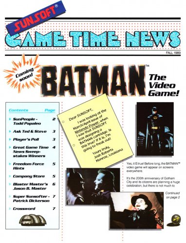 More information about "Sunsoft Game Time News 04 Fall 1989"