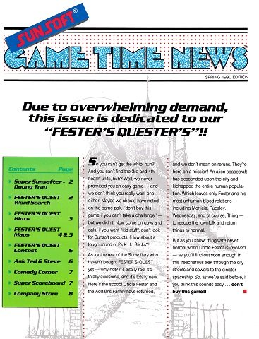 Sunsoft Game Time News Issue 6 (Spring 1990)