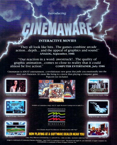 Cinemaware (Defender of the Crown, King of Chicago, SDI)
