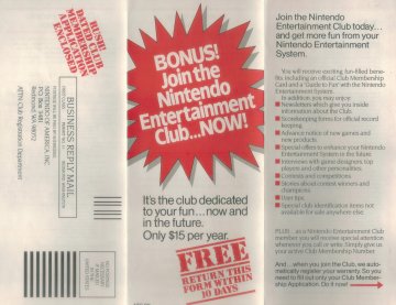 Nintendo Fun Club Send Away Form Back