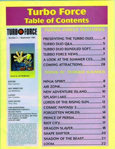 Turbo Force Issue 02 Contents