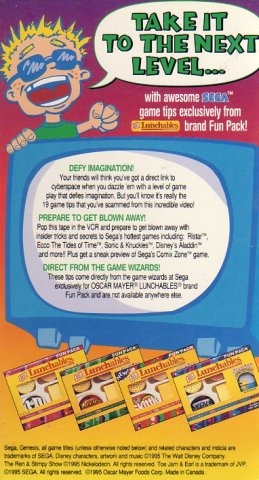 Lunchables Sega Game Tips Video (VHS) (Rear)