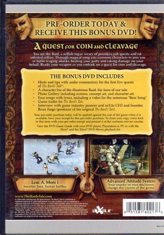 Bard's Tale Preorder Bonus DVD (DVD) (Rear)