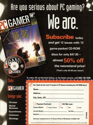 PC Gamer subscription ad (December, 1995)