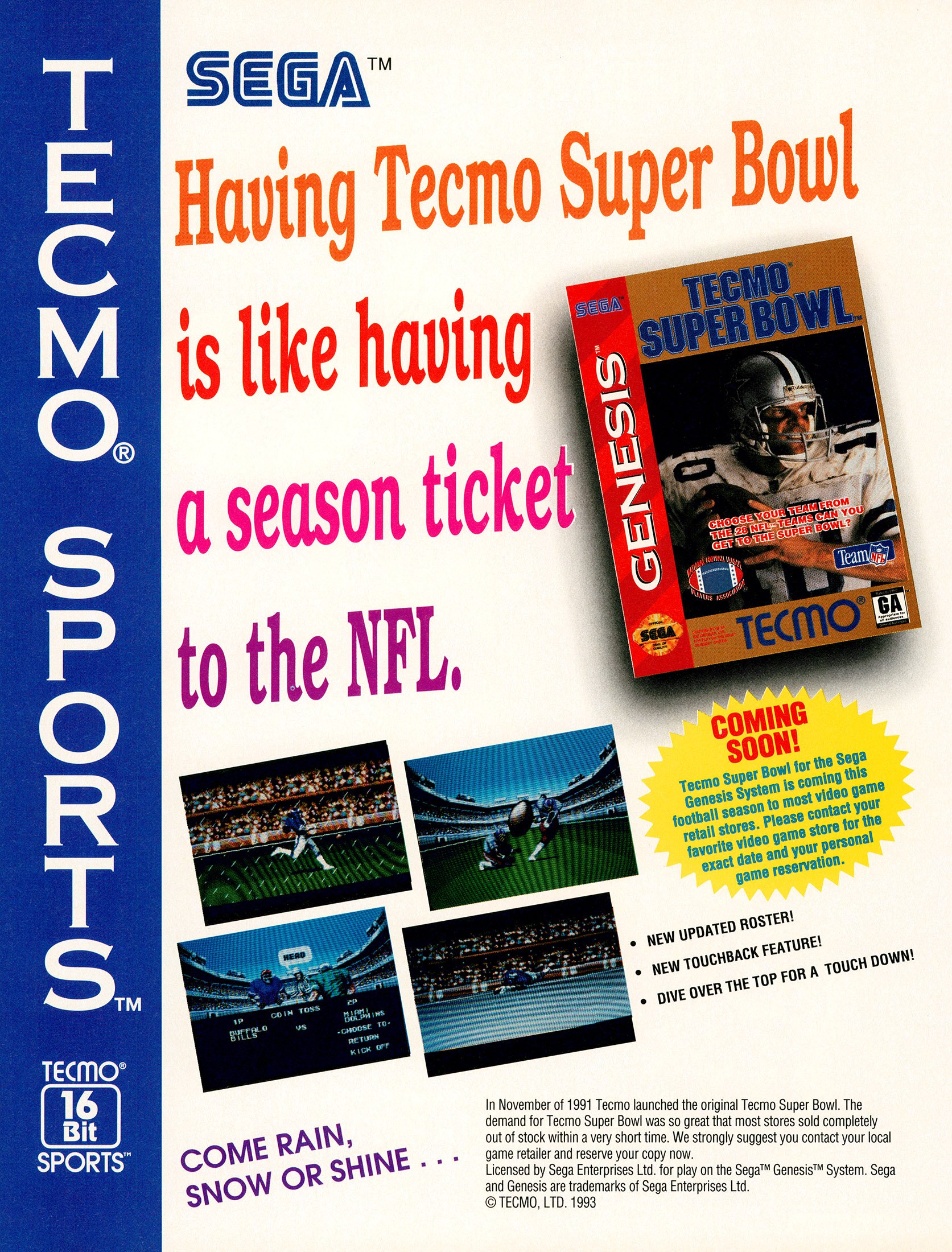 Tecmo Super Bowl, Sega Genesis boxed complete