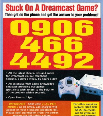 Stuck on a Dreamcast game help line (UK) (March, 2001)