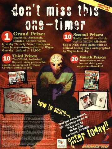 GamePro Wayne Gretzky contest (December, 1995)