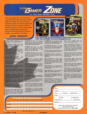 Total Gamer (Canada) - Total Gamer Zone Classified Ads (July, 2002)