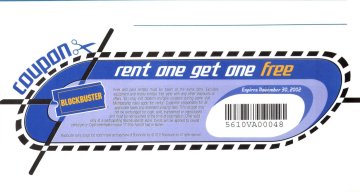Blockbuster Rent One, Get One Free coupon (November, 2002)