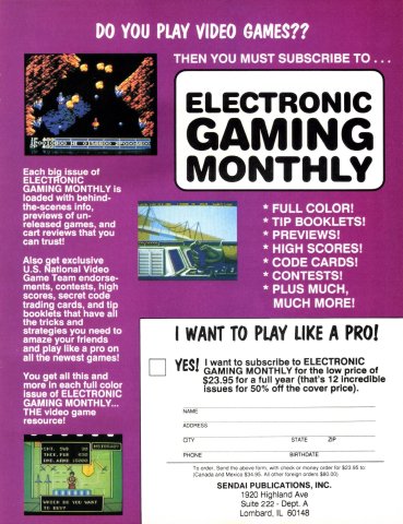 Electronic Gaming Monthly subscription ad (September, 1991)