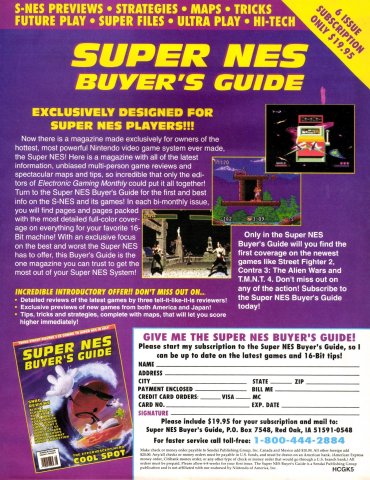 Super NES Buyers Guide subscription ad (October, 1993)