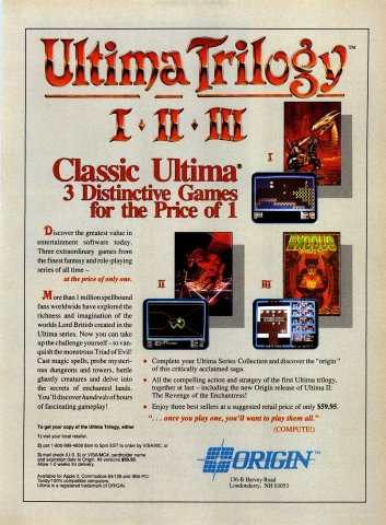 Ultima Trilogy: I ♦ II ♦ III (Summer 1989)