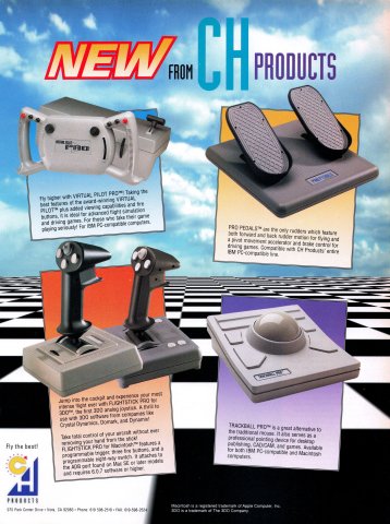 CH Products: Virtual Pilot Pro, Pro Pedals, Flightstick Pro, Trackball Pro (January 1995)