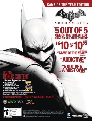 Batman: Arkham City - Game of the Year Edition (August 2012)