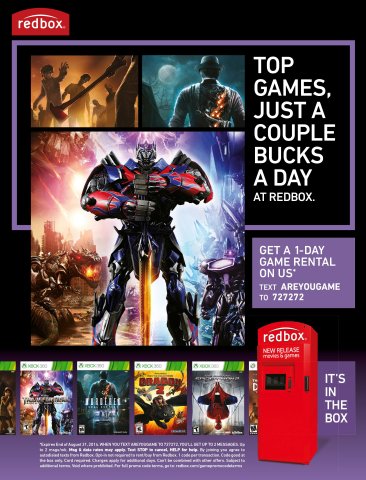 Redbox game rentals (September 2014)