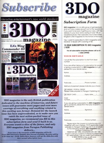 3DO Magazine subscription (December 1994) (UK)