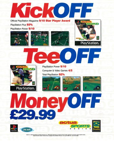 Actua Soccer 2 / Actua Golf 2 (July 1998) (UK)