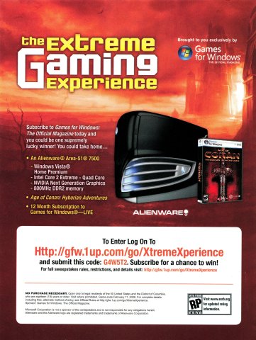 Games for Windows subscription Sweepstakes (February 2008)