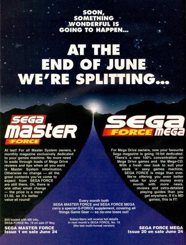 Sega Force splits into Sega Master Force & Sega Force Mega (June 1993) (UK)