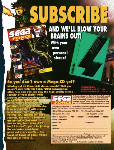 Sega Force subscriptions (March 1992) (UK)