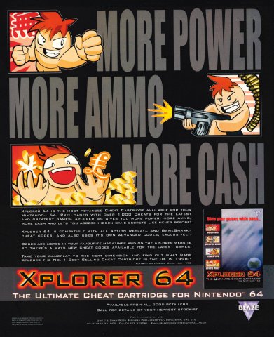 Blaze Xplorer 64 cheat cartridge (July 1999) (UK)