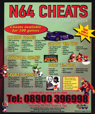 N64 Cheats hotline (January 1999) (UK)