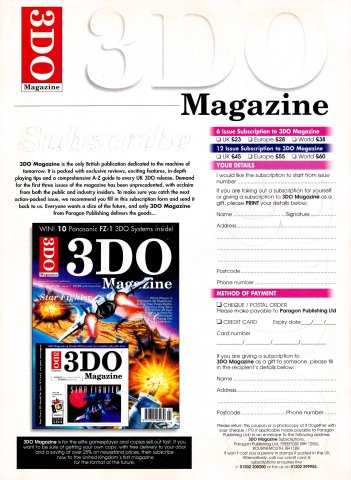 3DO Magazine subscription (December 1995) (UK)