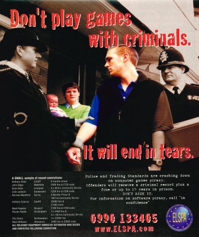 ELSPA anti-software/game piracy ad (November 1999) (UK)