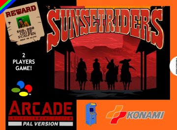 Sunset Riders Arcade box art (PAL) (UK)