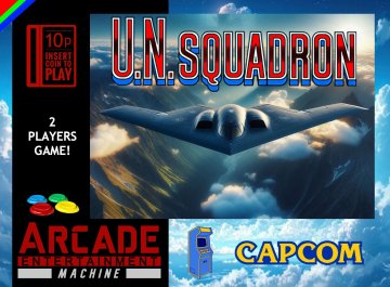 U.N. Squadron arcade box art