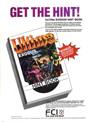 Ultima Exodus Hint Book (July 1989)