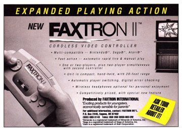 Faxtron II cordless video controller (June 1989)